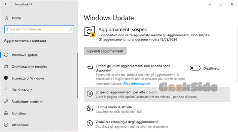 sospendere temporaneamente aggiornamenti automatici windows 10